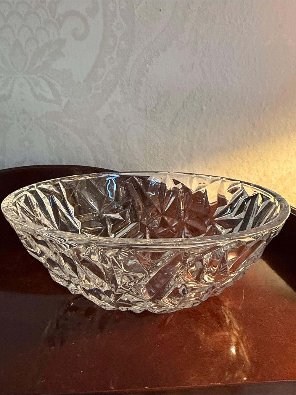 Large 9” Tiffany & Co. Rock Cut Crystal Bowl